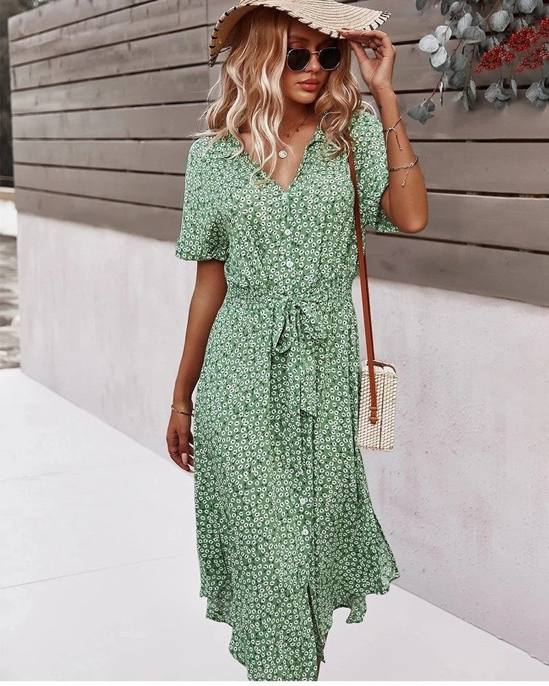 Floral Wrap Midi Dress