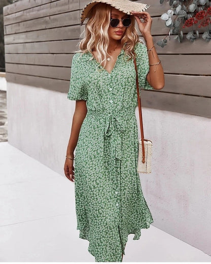 Floral Wrap Midi Dress