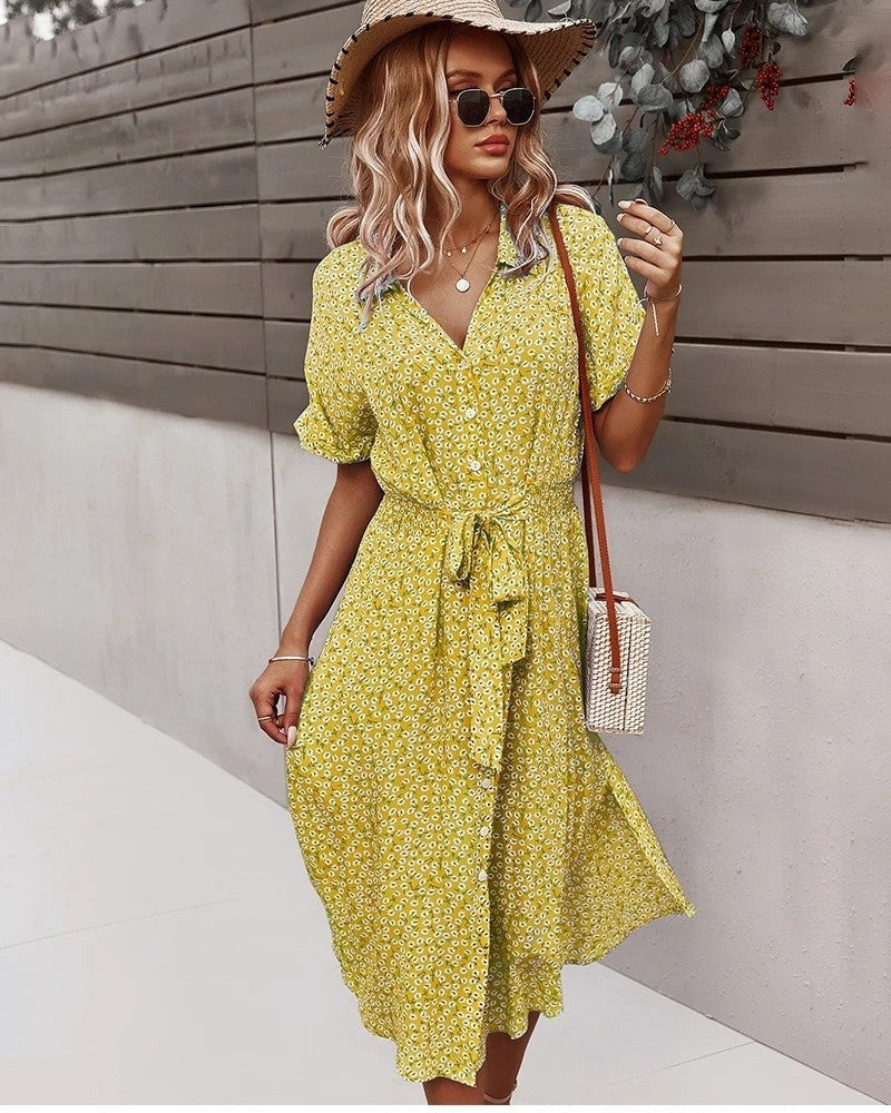 Floral Wrap Midi Dress