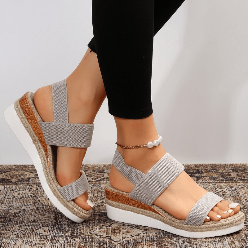 Women's Platform Wedge Sandals - Grey