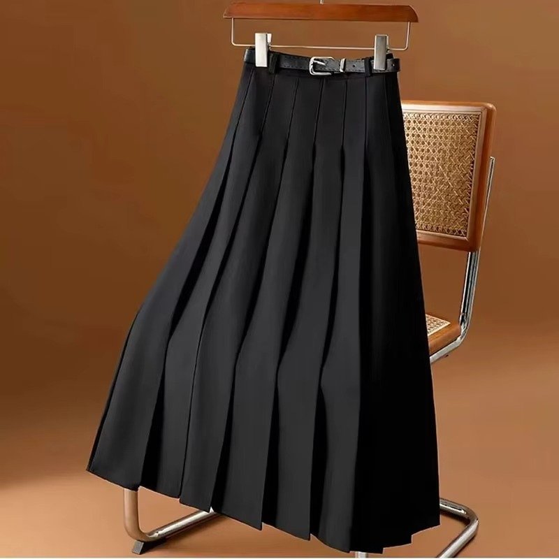 Women's Pleated High-Waisted Midi Skirt