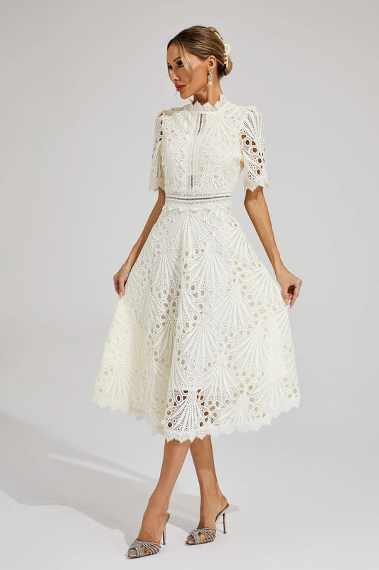 Wedding Guest Lace Midi Dress
