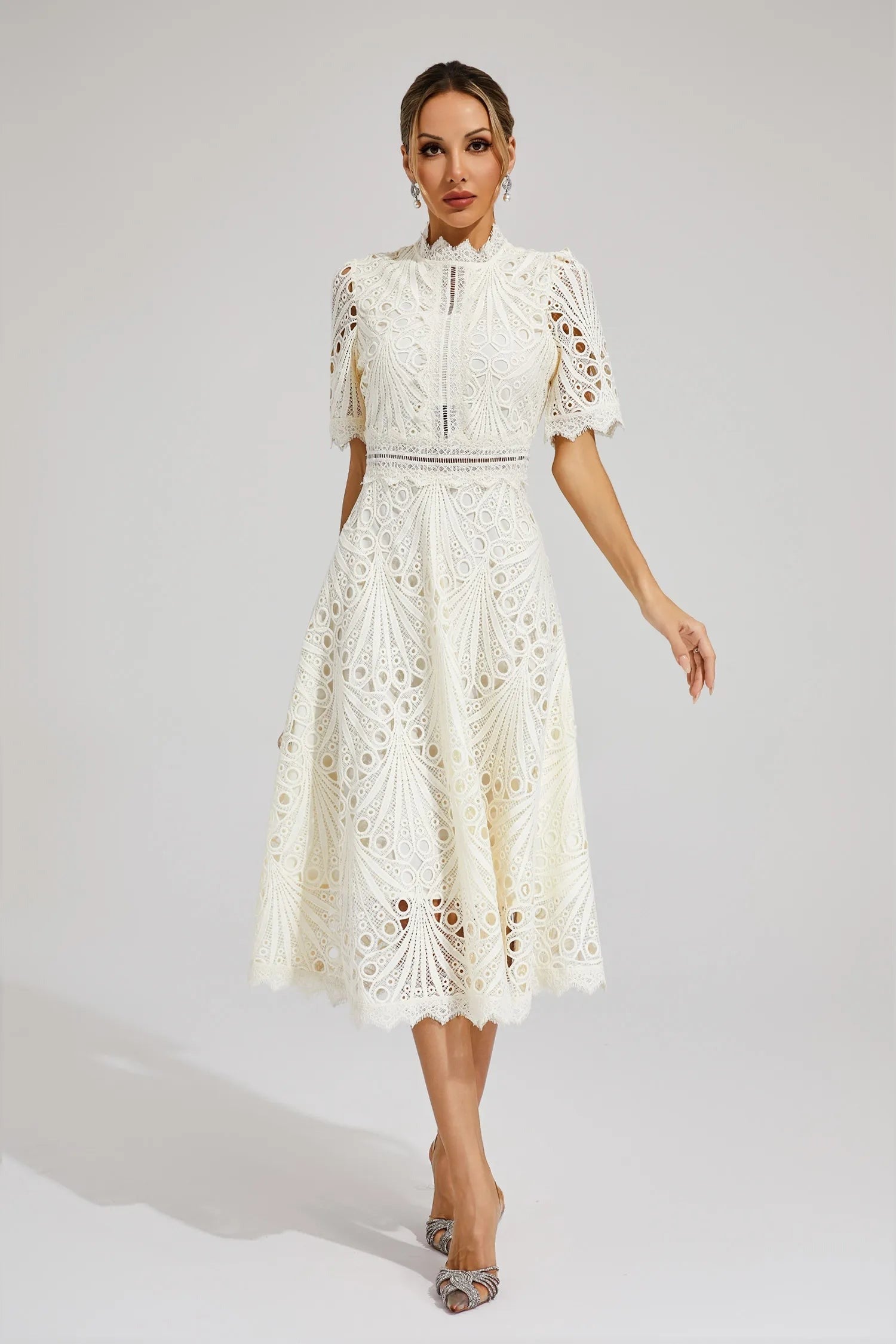 Wedding Guest Lace Midi Dress