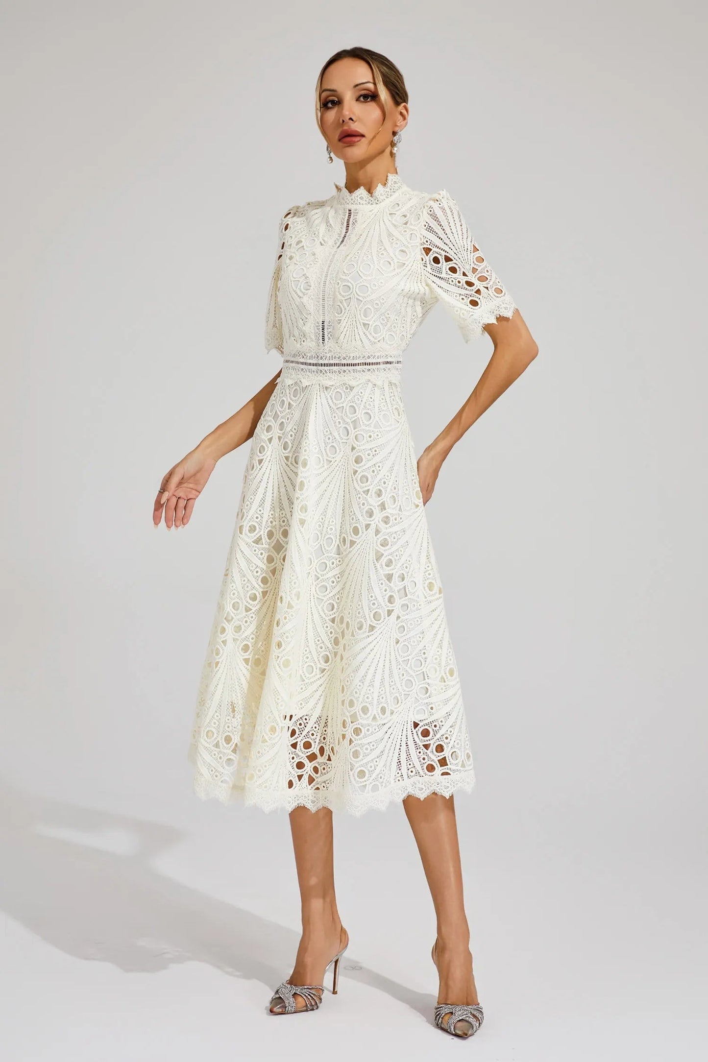 Wedding Guest Lace Midi Dress