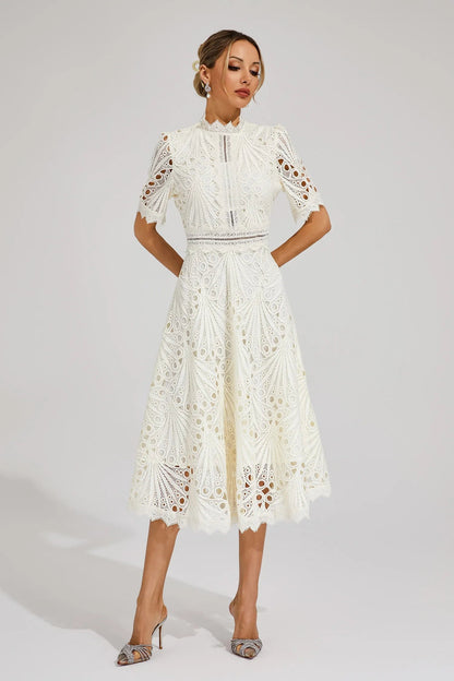 Wedding Guest Lace Midi Dress