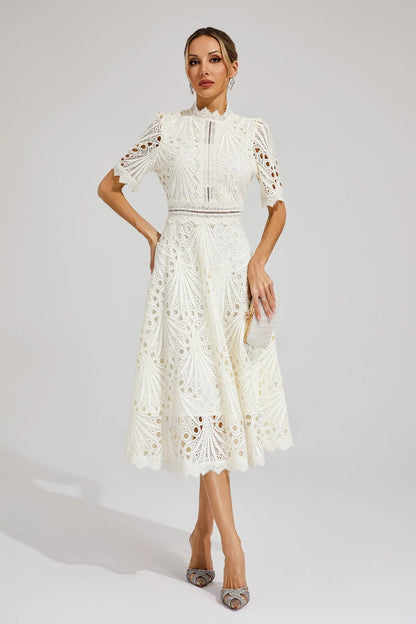 Wedding Guest Lace Midi Dress