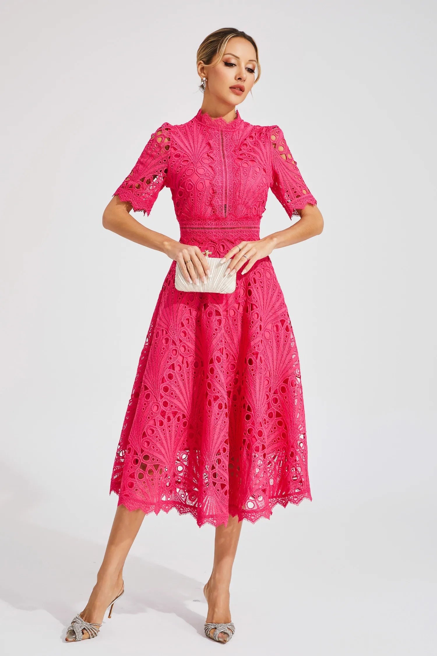 Wedding Guest Lace Midi Dress