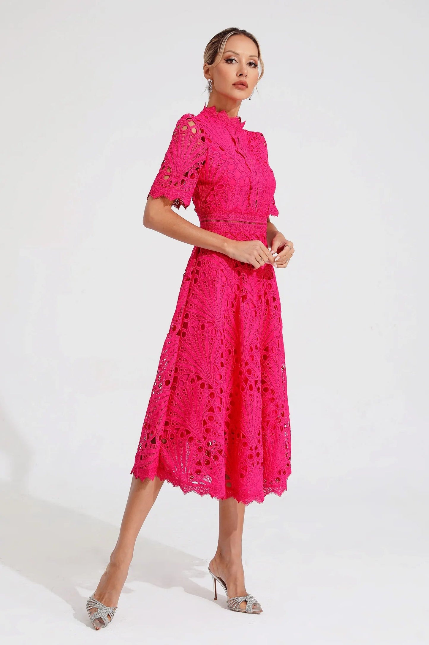 Wedding Guest Lace Midi Dress