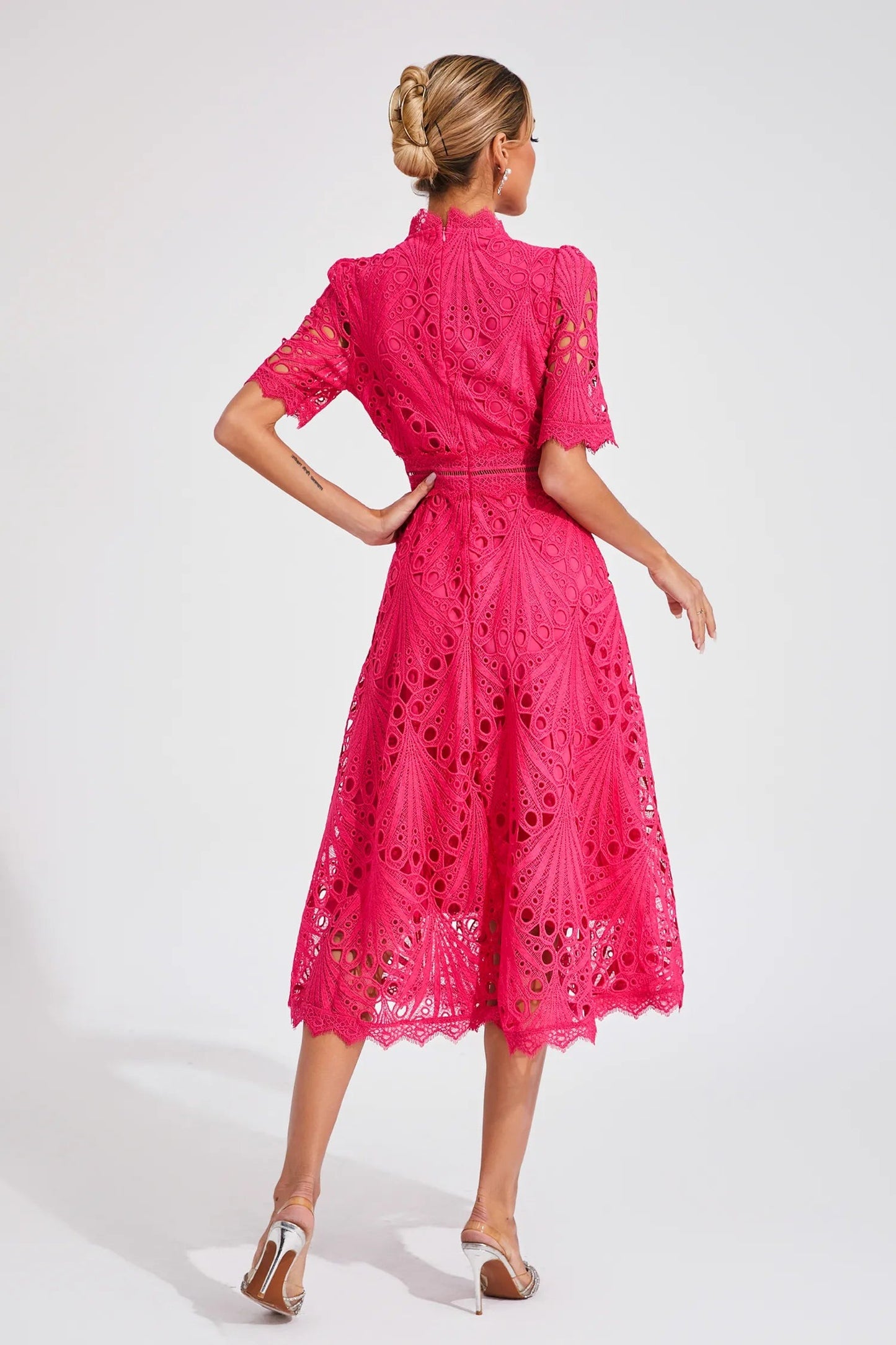 Wedding Guest Lace Midi Dress