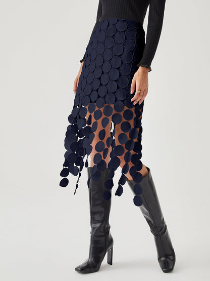 High Waisted Lace Midi Skirt