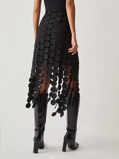 High Waisted Lace Midi Skirt