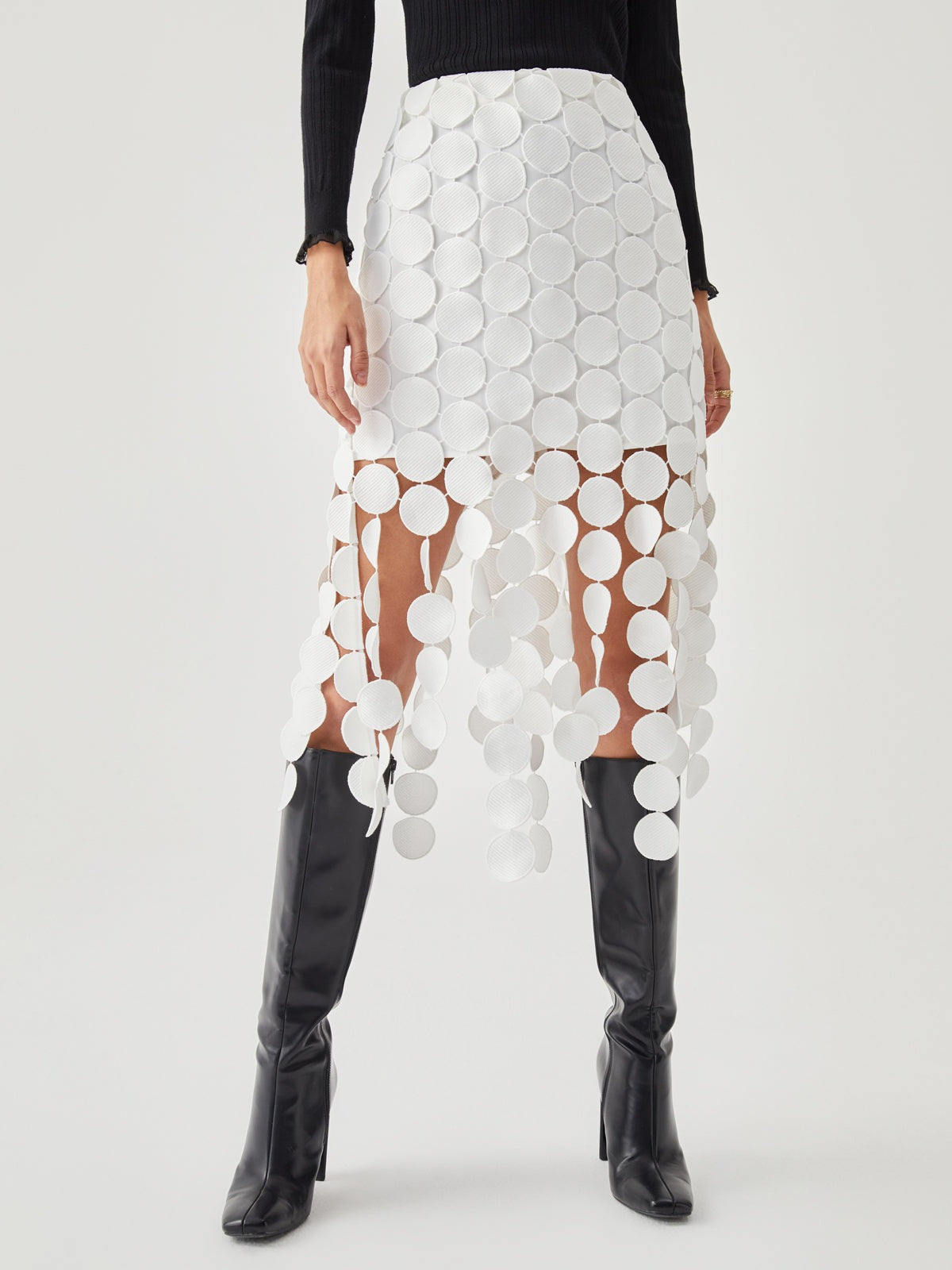 High Waisted Lace Midi Skirt