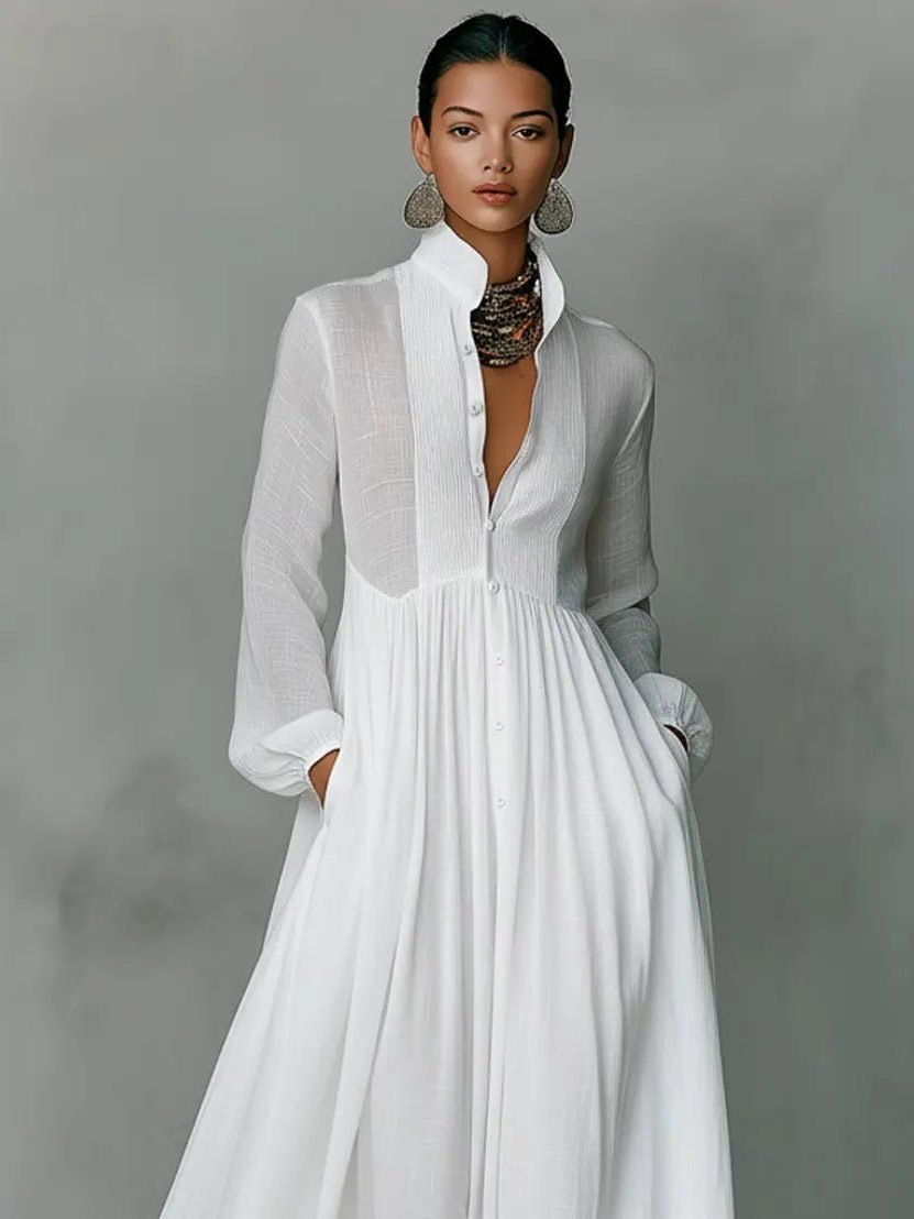 Women's Flowy Maxi Shirt Dress