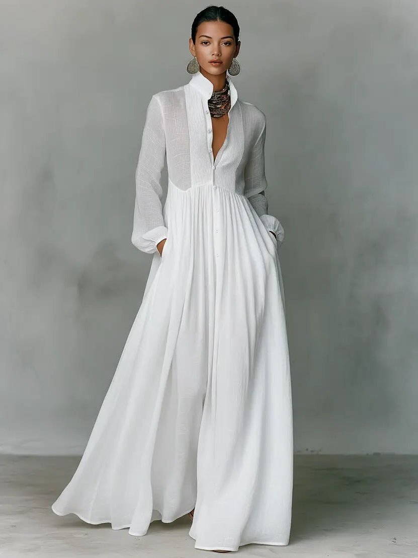 Women's Flowy Maxi Shirt Dress