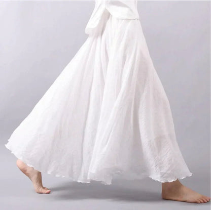 A Line Pleated Maxi Skirt - White