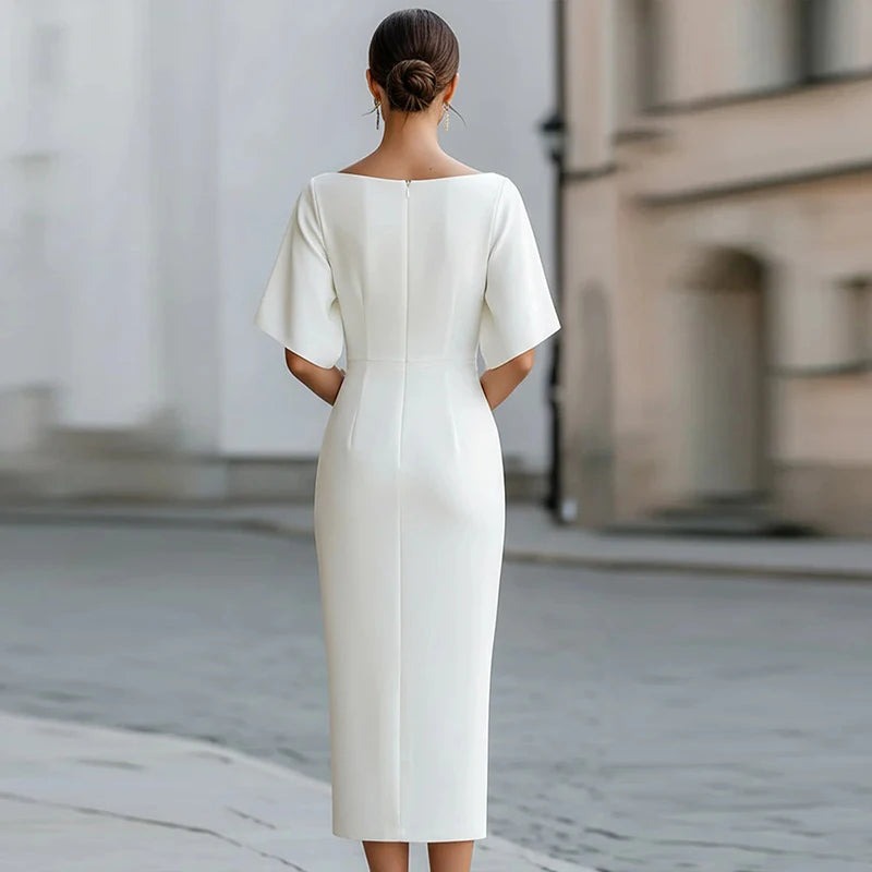Boat Neck Bodycon Midi Dress
