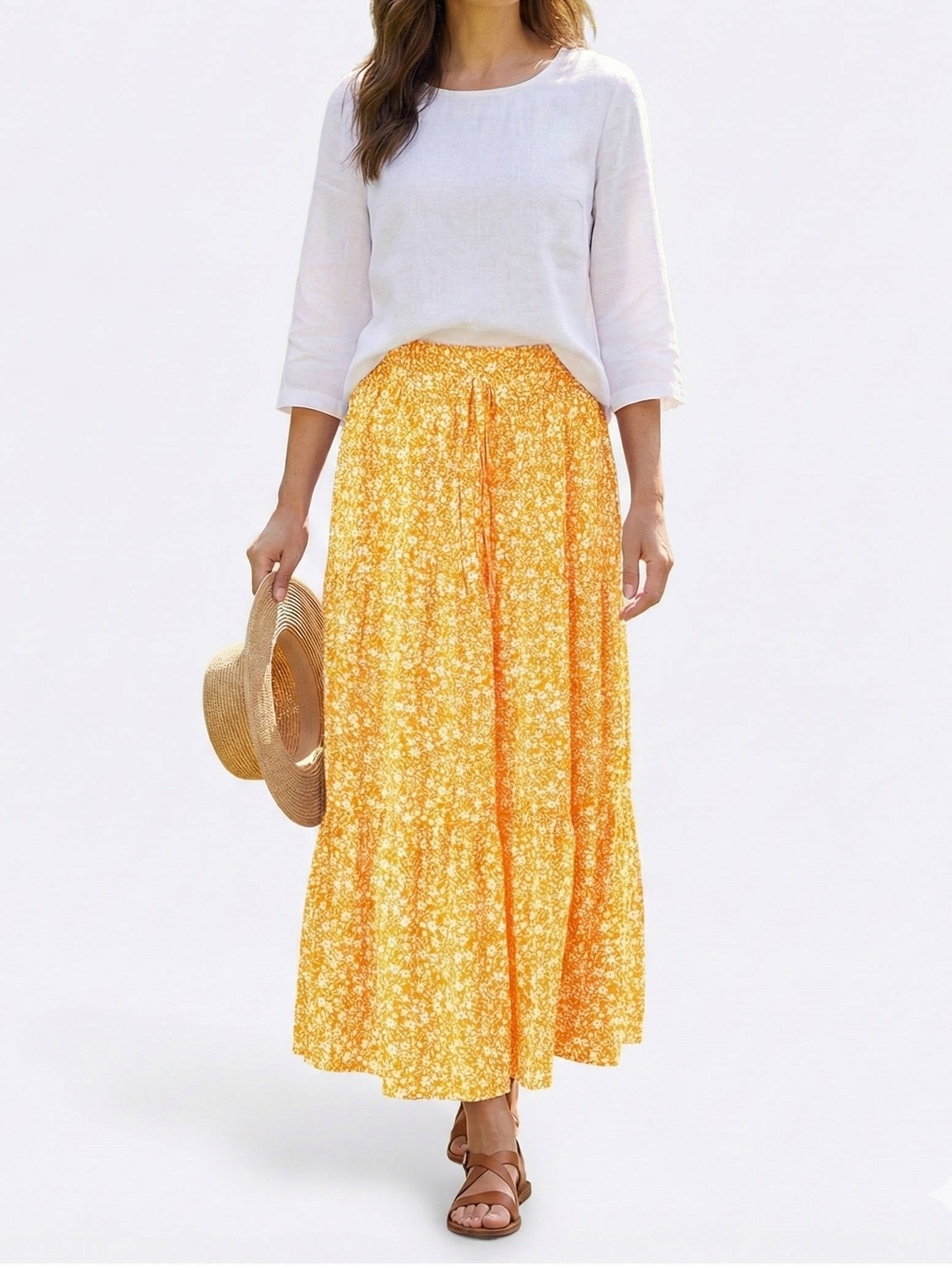 Women's Maxi Skirt - Yellow-1