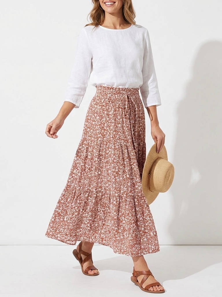 Women's Maxi Skirt - Pink-1
