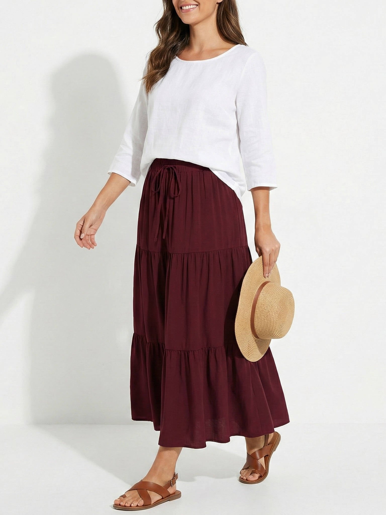 Women's Maxi Skirt - Burgundy