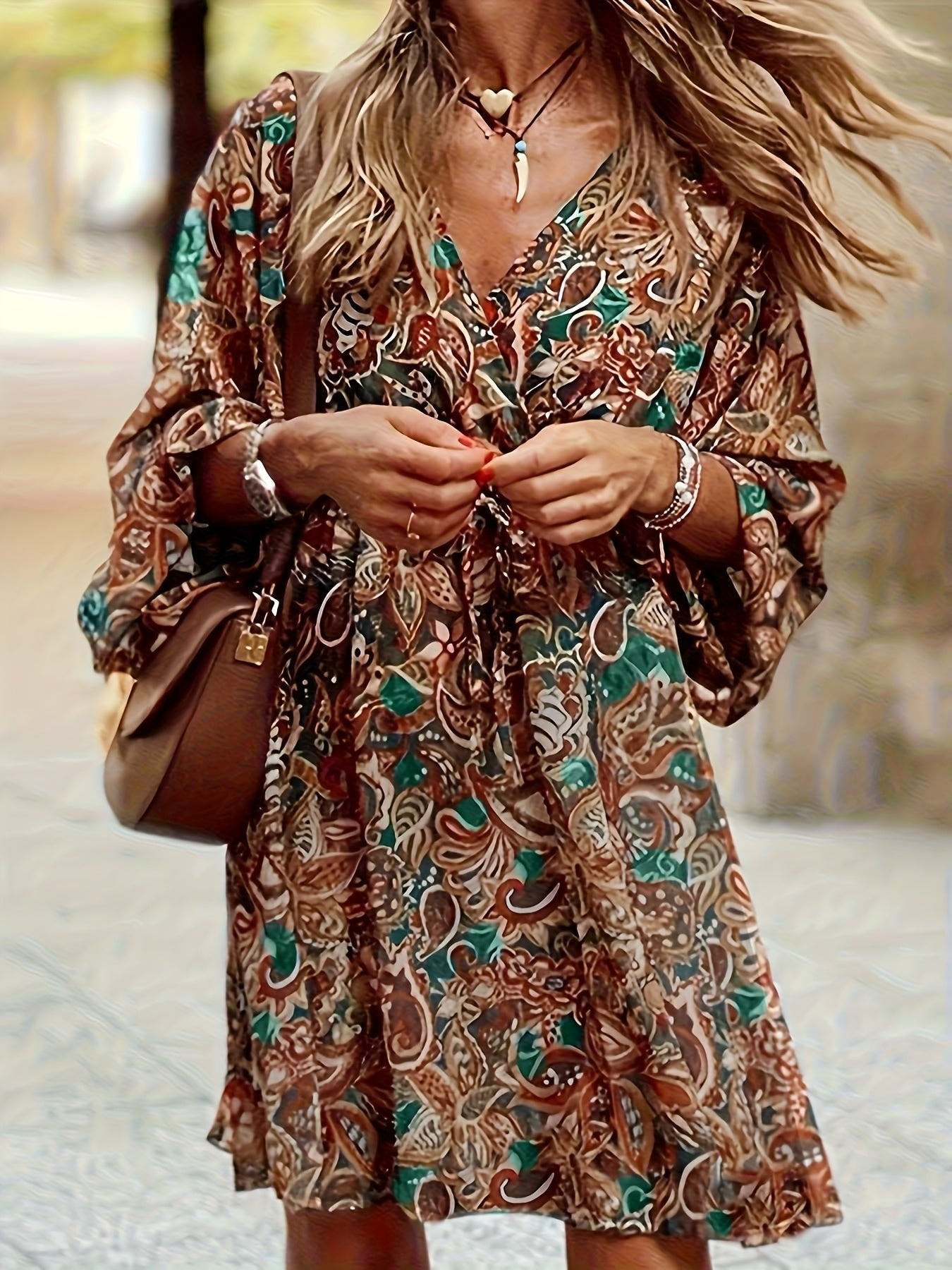 Women's Paisley Wrap Mini Dress