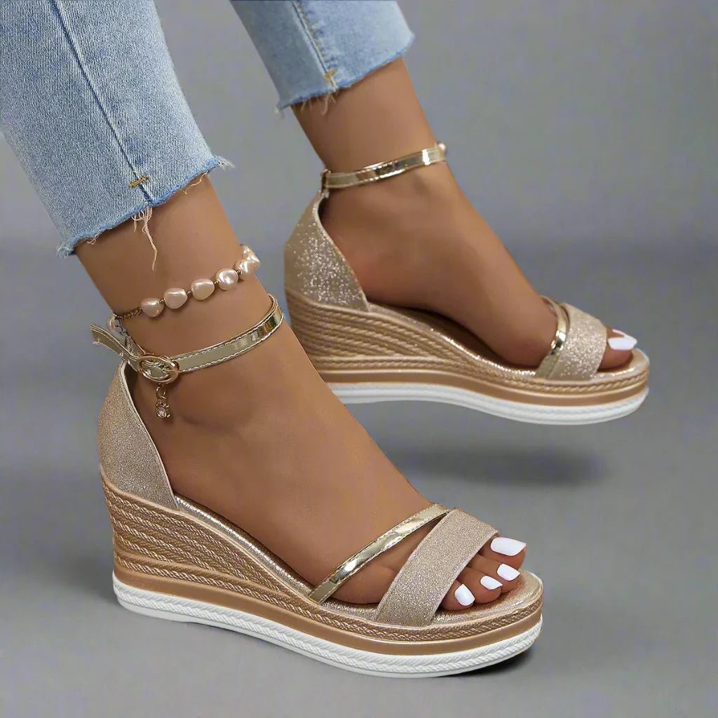 Women's Party Espadrille Wedge Sandals - Gold