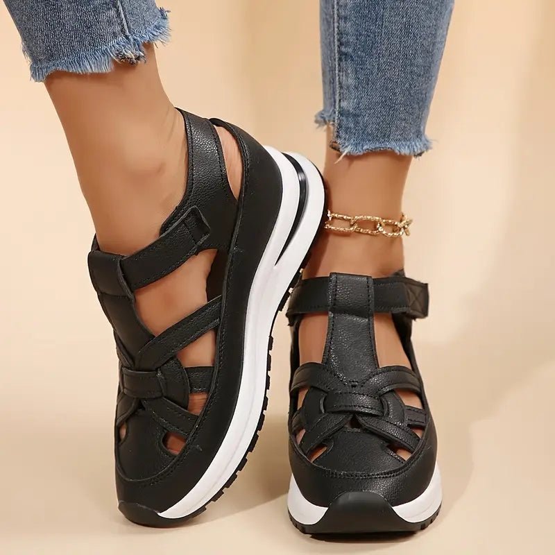 Women's Platform Wedge Sandals - Black