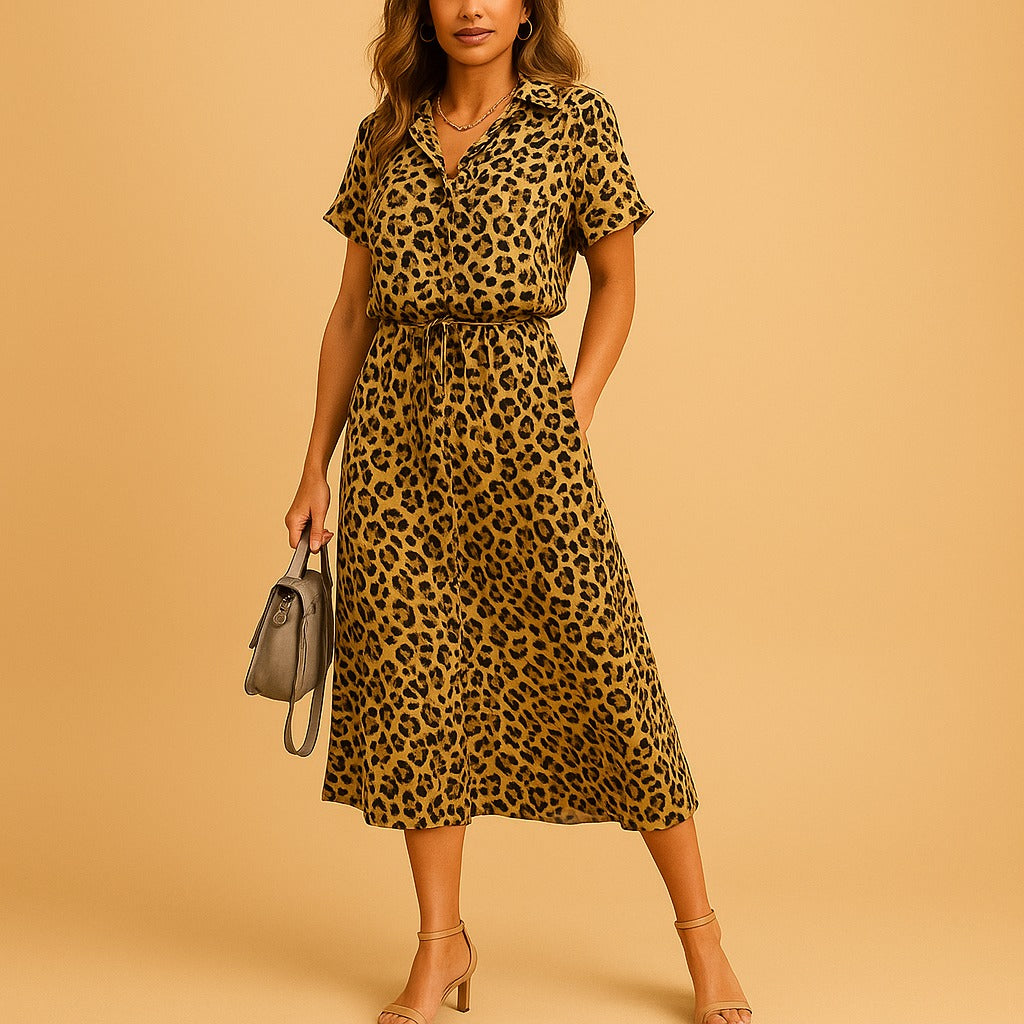 Polka Dot Midi Dress - Khaki