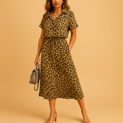 Polka Dot Midi Dress - Khaki