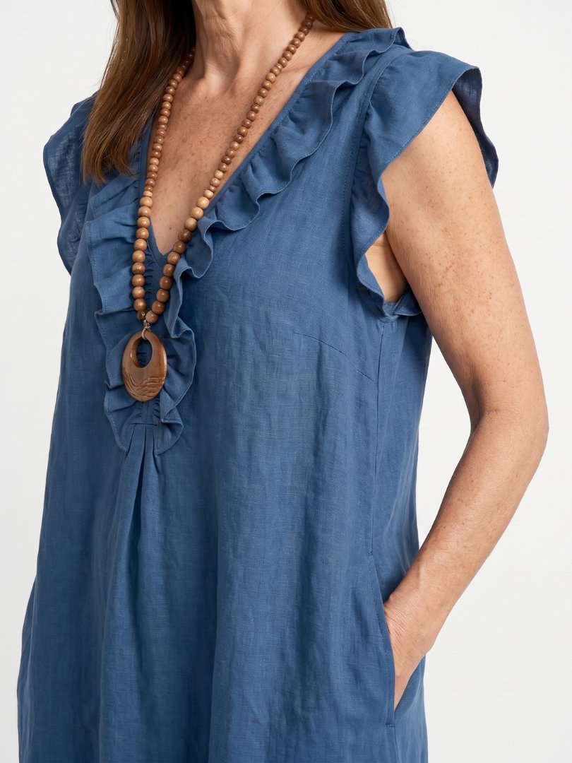 Women's Ruffled Linen Maxi Dress