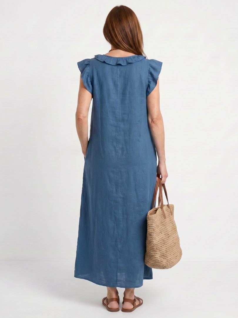 Women's Ruffled Linen Maxi Dress