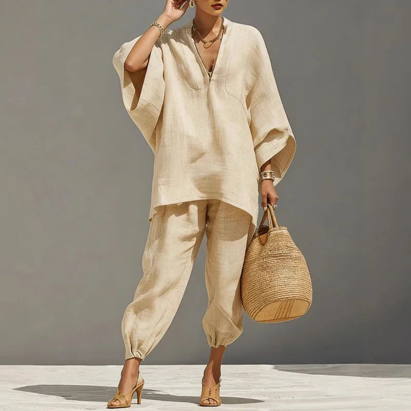Oversized Lounge Two Piece Set - Apricot