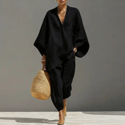 Oversized Lounge Two Piece Set - Black