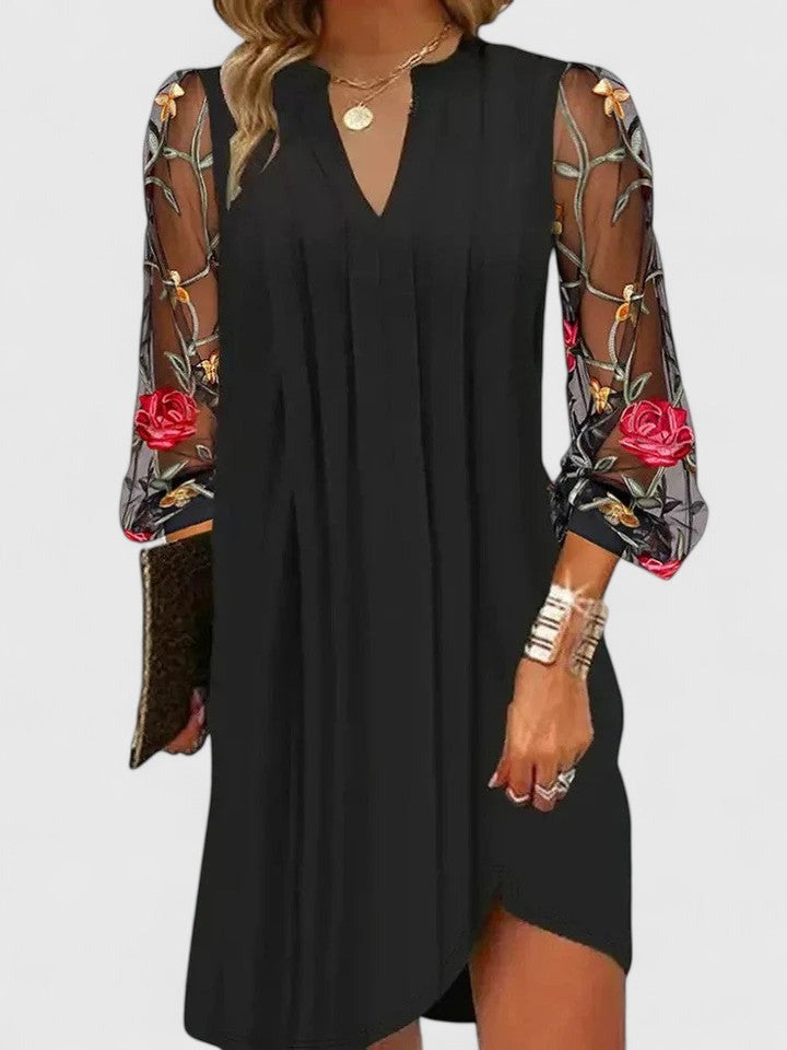 Floral Embroidered Mesh Dress