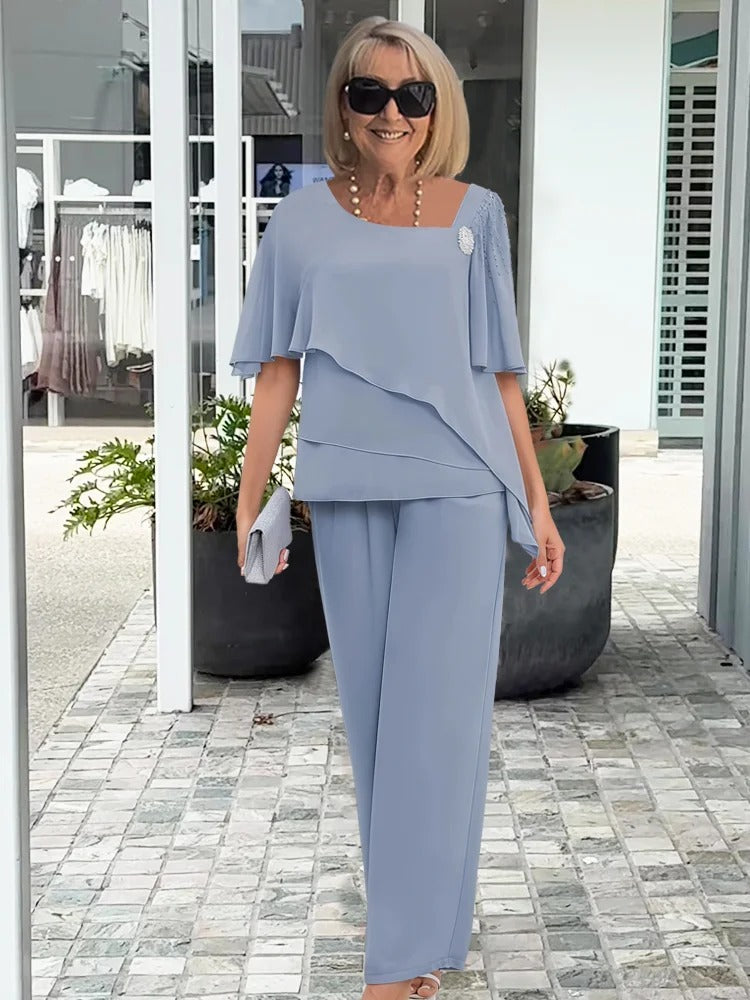 Formal Pants Two Piece Set - Blue