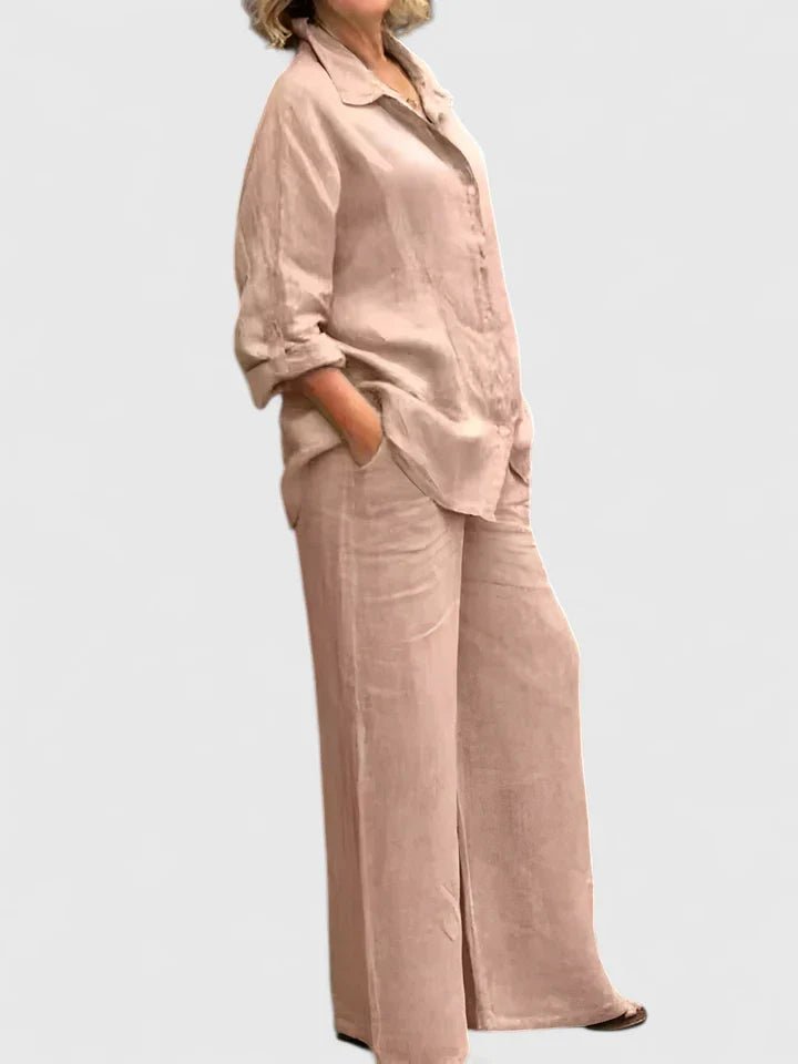 Women's Wide-Leg Co-ord Set - Light Pink