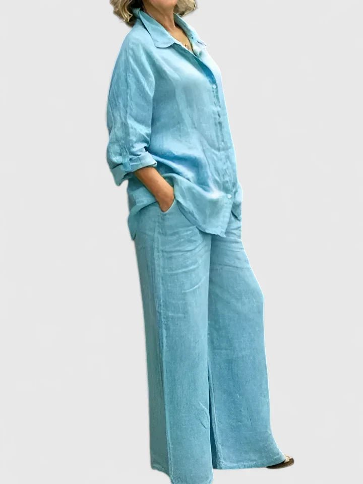 Women's Wide-Leg Co-ord Set - Lake Blue
