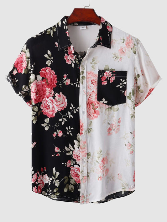 Floral Short Sleeve Shirt - Black