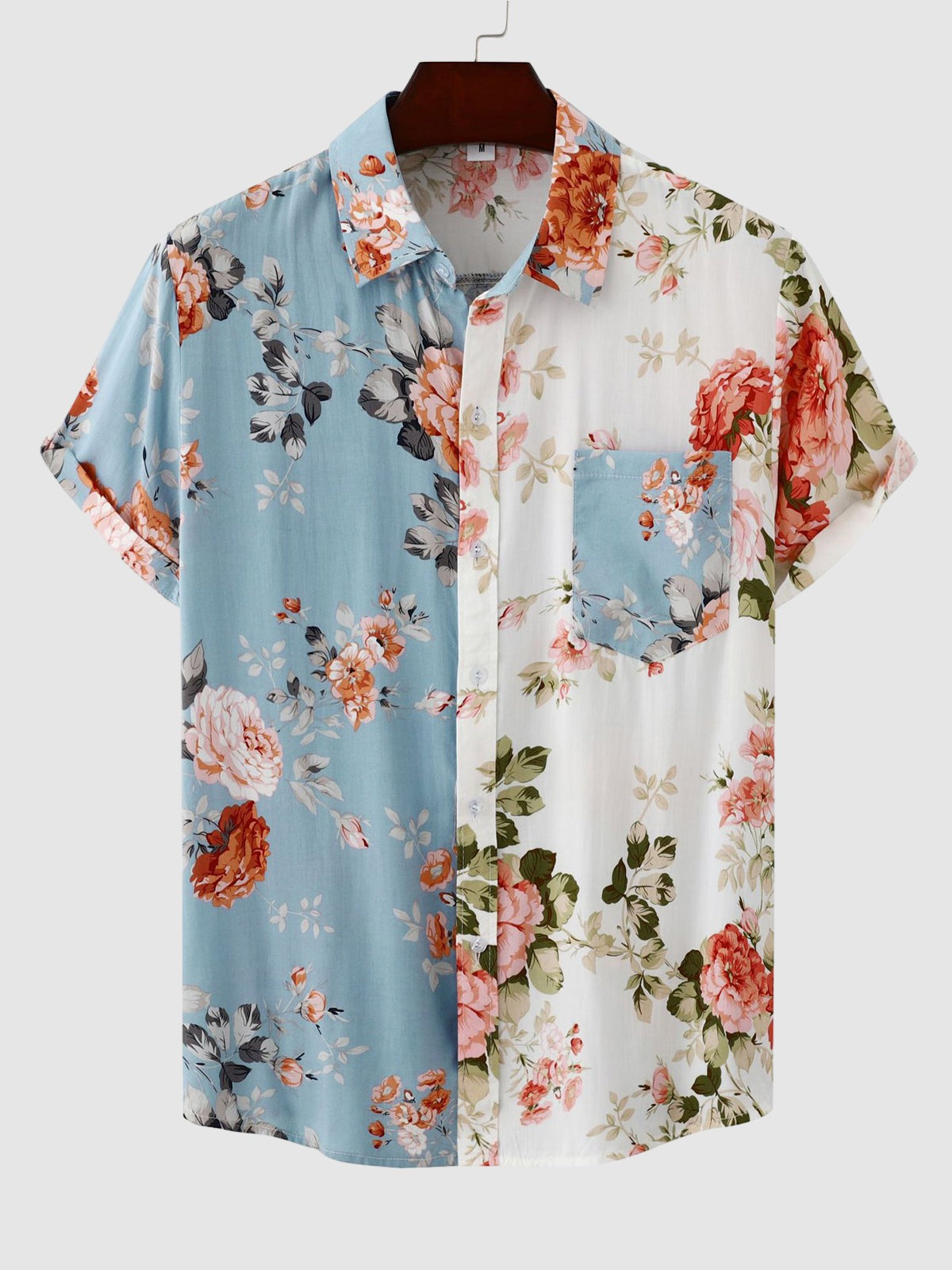 Floral Short Sleeve Shirt - Blue