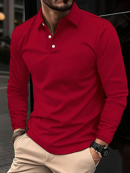 Long Sleeve Polo Shirt - Red