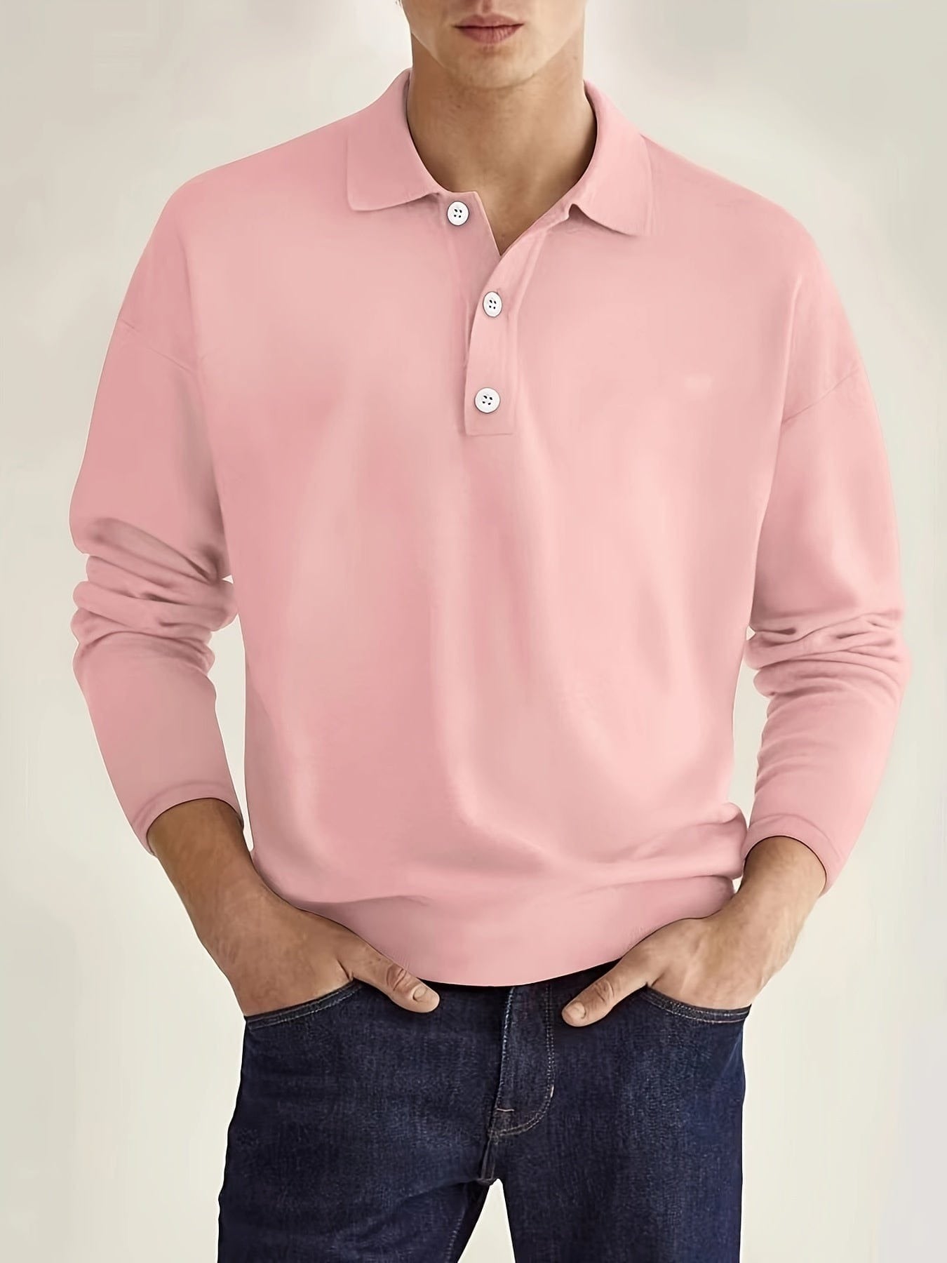 Long Sleeve Polo Shirt - Pink