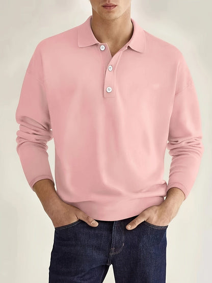Long Sleeve Polo Shirt - Pink