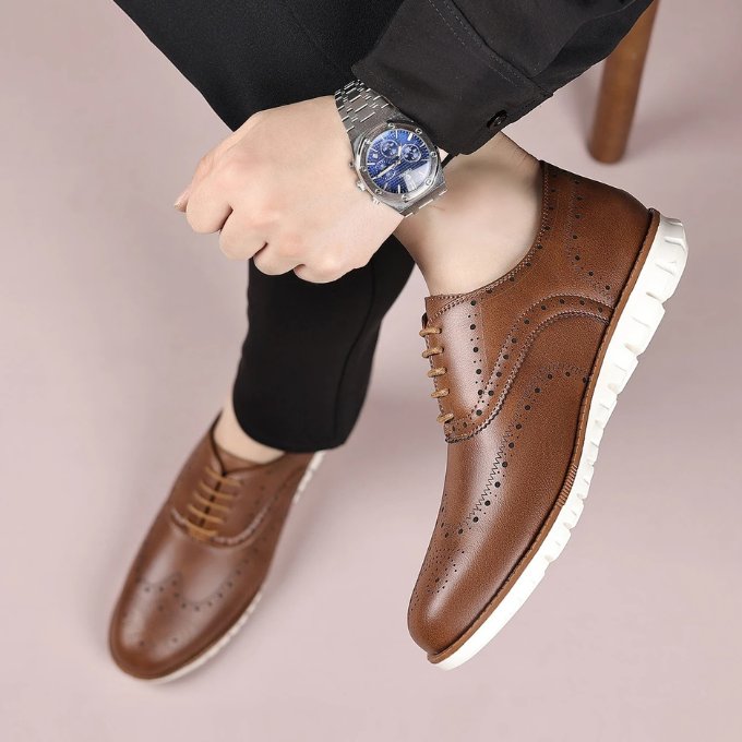 Men's Leather Wingtip Brogue Sneakers
