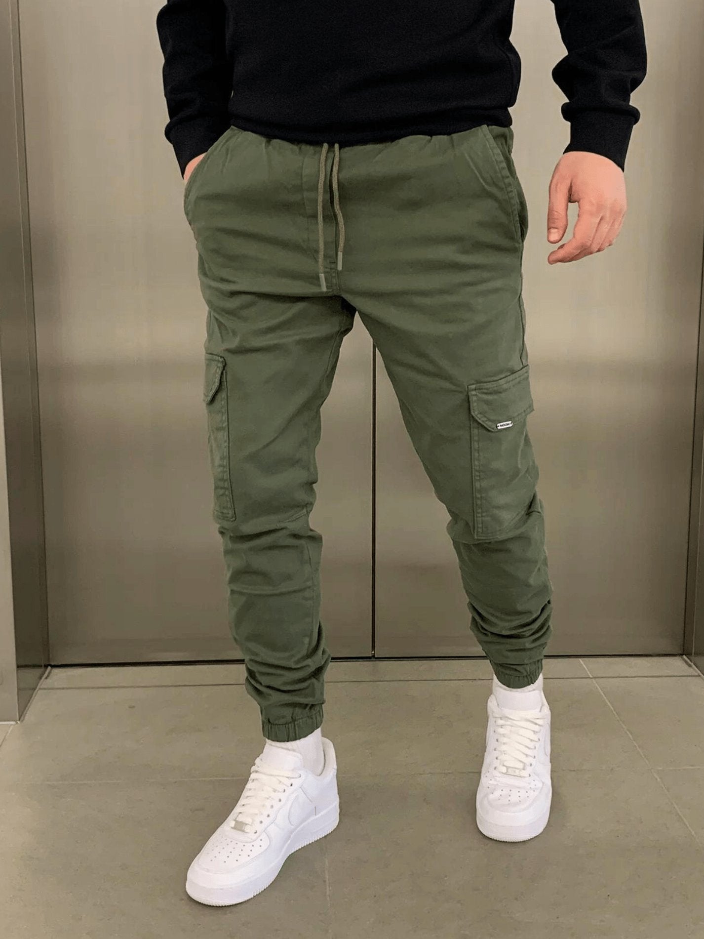 Men's Slim Cargo Joggers - Dark Green
