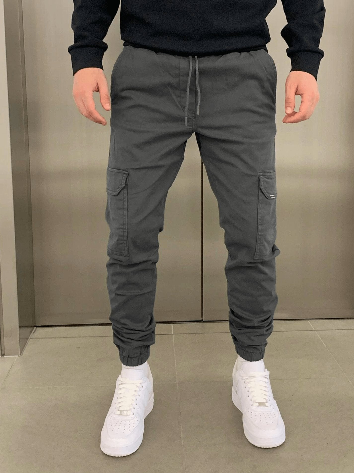 Men's Slim Cargo Joggers - Grey
