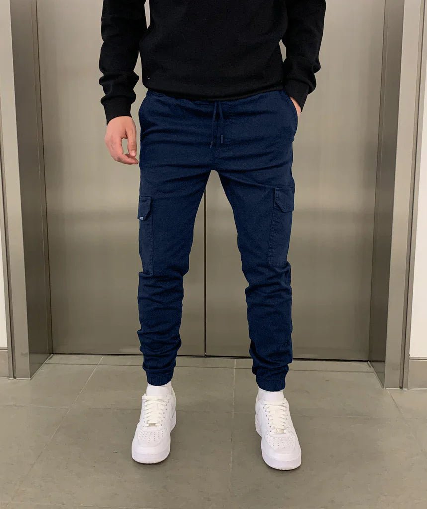 Men's Slim Cargo Joggers - Navy Blue
