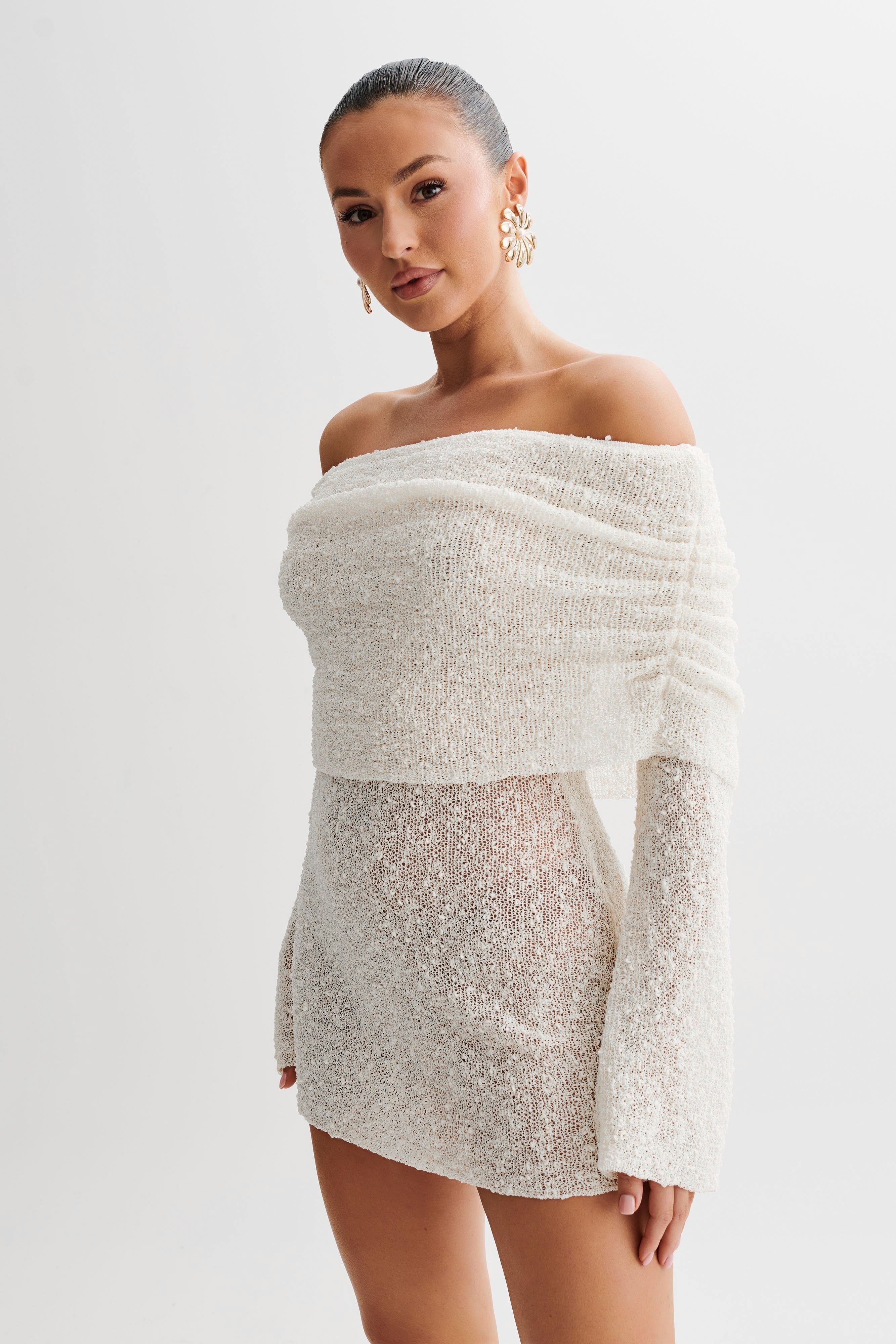 Women's Bodycon Off-Shoulder Mini Dress - White