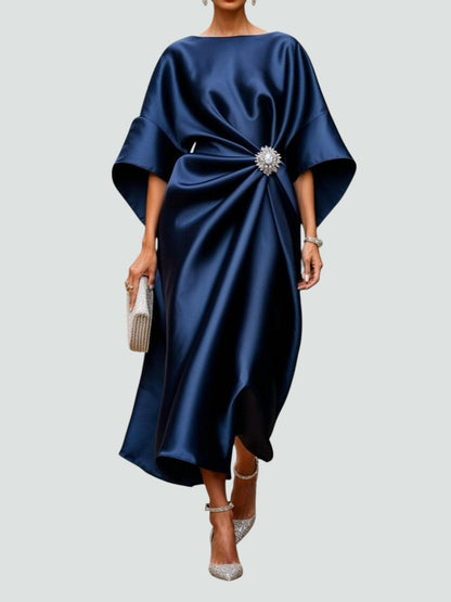 Evening Formal Midi Dress - Navy