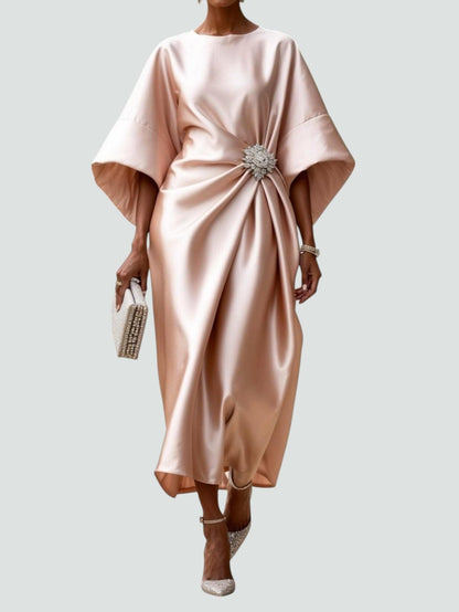 Evening Formal Midi Dress - Beige