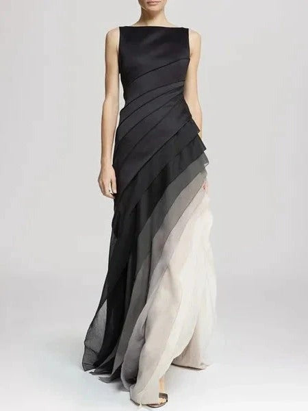 Sleeveless Tiered Evening Dress