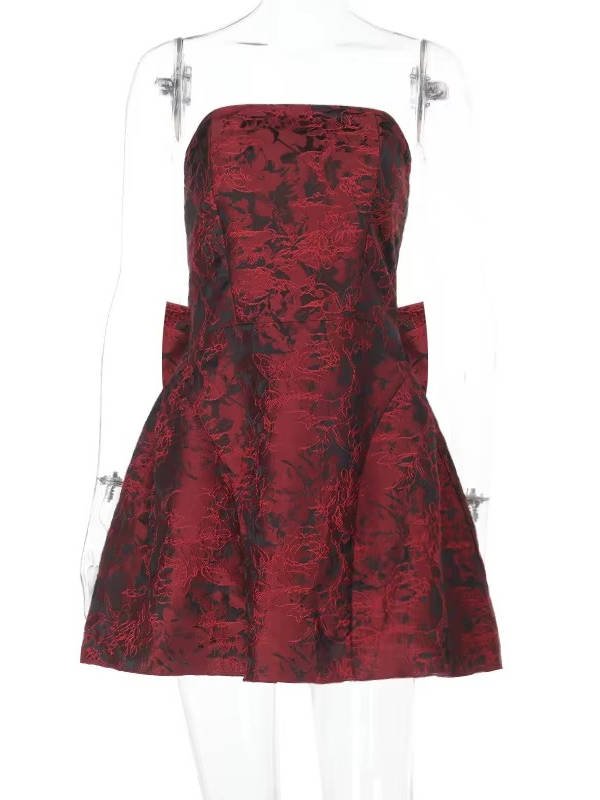 Women's Floral Jacquard Cocktail Mini Dress